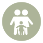 Grafik zum Thema Eltern, mit Darstellung eines Elternpaares mit Kinde Hand gebend