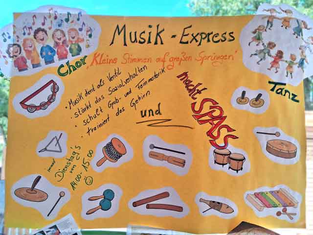 Plakat zum Nachmittagsprogramm Musik-Express